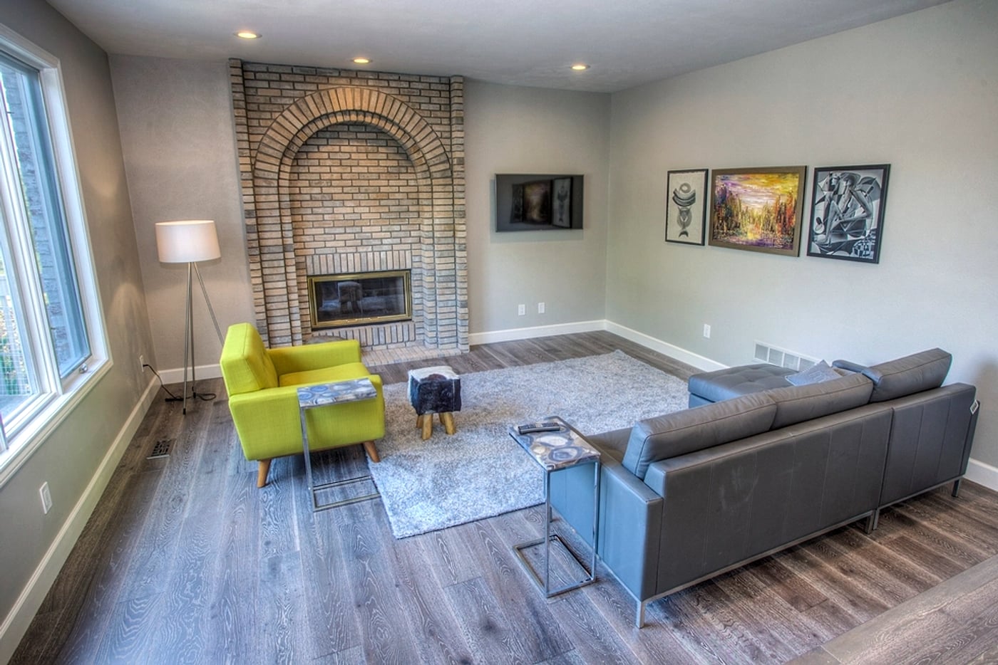 Warm hardwood, whole living room at Carpet-Interiors Direct, Brighton MI